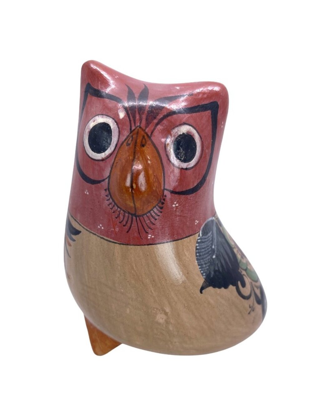 Tonala Owl Mexico Folk Art Pottery Bird Hand Painted Figurine Sculpture Vintage - Picture 3 of 12